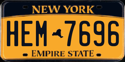 NY license plate HEM7696