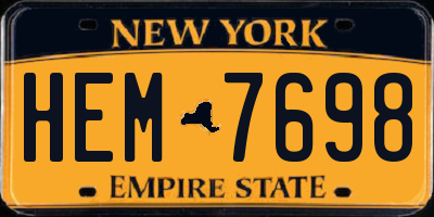 NY license plate HEM7698