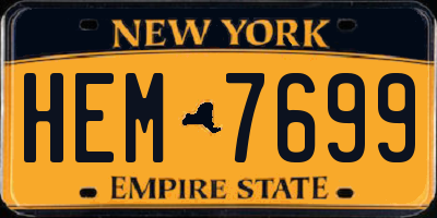NY license plate HEM7699