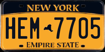 NY license plate HEM7705