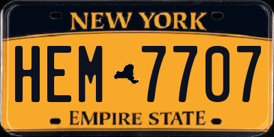 NY license plate HEM7707