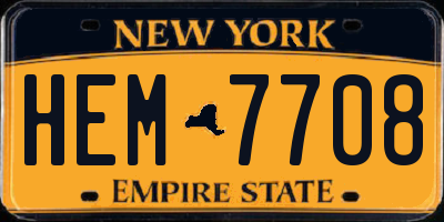 NY license plate HEM7708