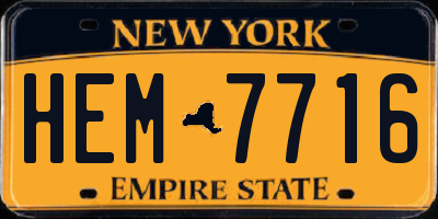 NY license plate HEM7716