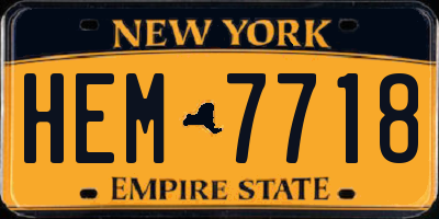 NY license plate HEM7718