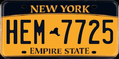 NY license plate HEM7725