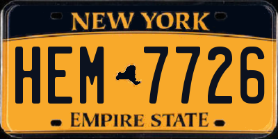 NY license plate HEM7726