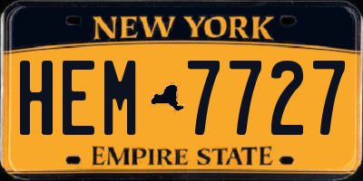 NY license plate HEM7727