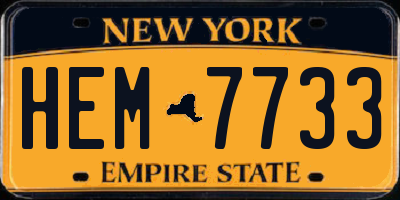 NY license plate HEM7733