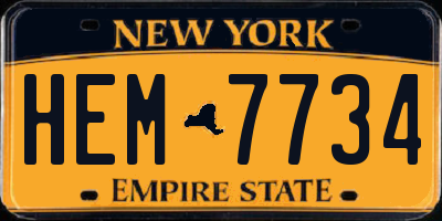 NY license plate HEM7734