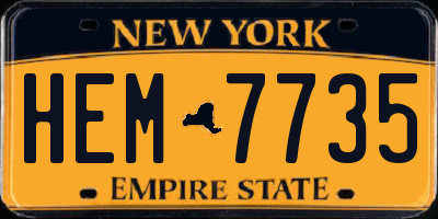 NY license plate HEM7735