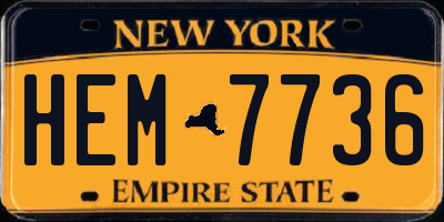 NY license plate HEM7736