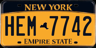 NY license plate HEM7742