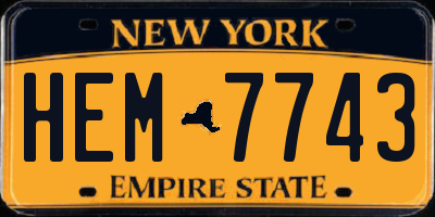 NY license plate HEM7743