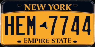 NY license plate HEM7744