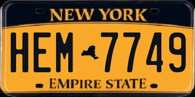 NY license plate HEM7749
