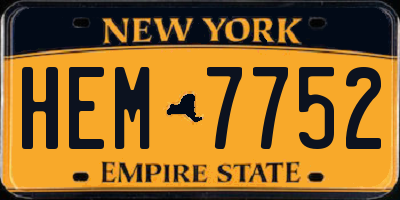 NY license plate HEM7752