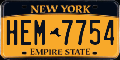 NY license plate HEM7754