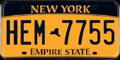 NY license plate HEM7755