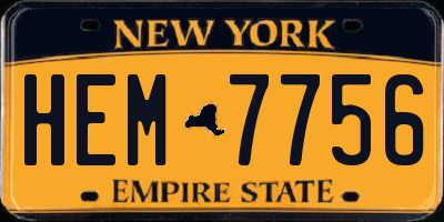 NY license plate HEM7756