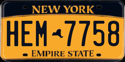 NY license plate HEM7758