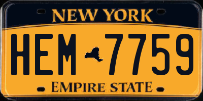 NY license plate HEM7759