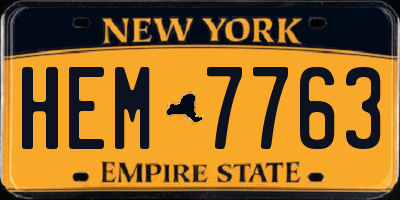 NY license plate HEM7763