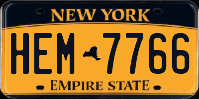 NY license plate HEM7766