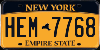 NY license plate HEM7768