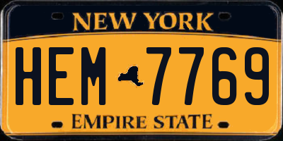 NY license plate HEM7769