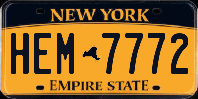NY license plate HEM7772