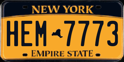 NY license plate HEM7773