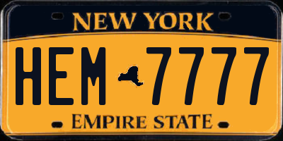 NY license plate HEM7777
