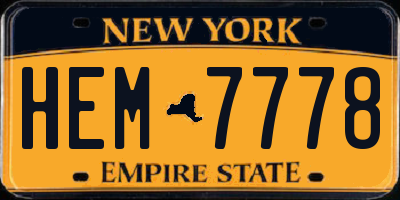 NY license plate HEM7778