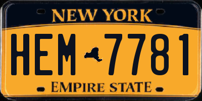 NY license plate HEM7781