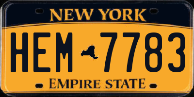 NY license plate HEM7783
