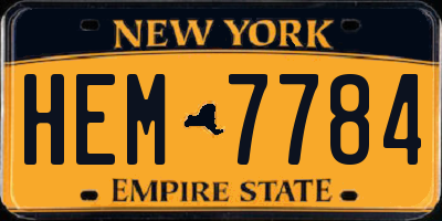NY license plate HEM7784