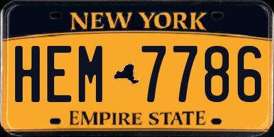 NY license plate HEM7786