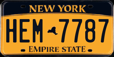 NY license plate HEM7787