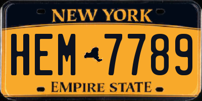NY license plate HEM7789