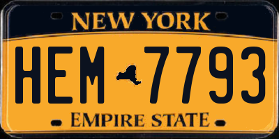 NY license plate HEM7793
