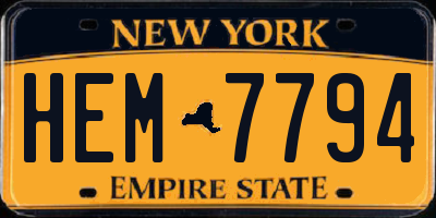 NY license plate HEM7794