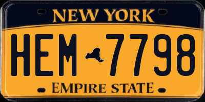 NY license plate HEM7798