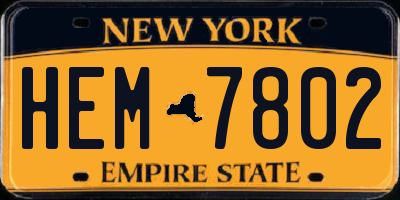 NY license plate HEM7802