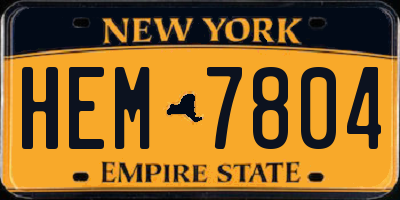 NY license plate HEM7804