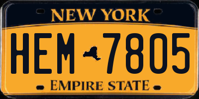 NY license plate HEM7805