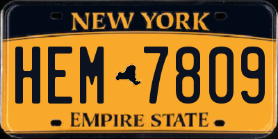 NY license plate HEM7809