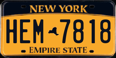 NY license plate HEM7818