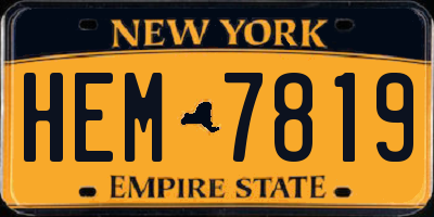NY license plate HEM7819