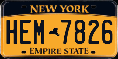 NY license plate HEM7826