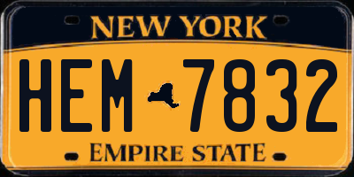 NY license plate HEM7832